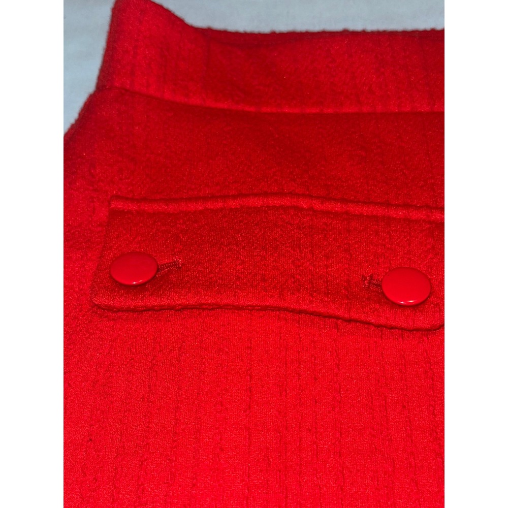 LOFT Red Textured Boucle Mini Skirt Button Pocket A-Line Size L - Picture 5 of 13